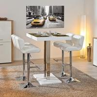 Palzo Bar Table In White High Gloss With 4 Candid Stools