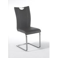 Pavo Swinging Grey Faux Leather Dining Chair With Handle Hole
