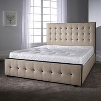 Paulina Bed In Linoso Sand With Dark Wooden Feet