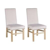 Padded Chairs Oak Dining Chair with Light Grey Fabric (Pair)