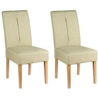 Padded Chairs Oak Dining Chair with Green Fabric (Pair)