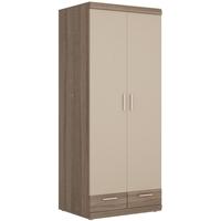 Park Lane Oak and Champagne Tall Cabinet - Wide 2 Door 2 Drawer