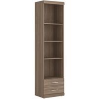 Park Lane Oak and Champagne Tall Bookcase - Narrow 2 Drawer