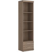 park lane oak and champagne tall bookcase narrow 2 drawer