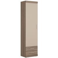 Park Lane Oak and Champagne Tall Cabinet - Narrow 1 Door 2 Drawer
