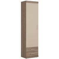 park lane oak and champagne tall cabinet narrow 1 door 2 drawer