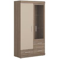 park lane oak and champagne glazed display cabinet 2 door 3 drawer