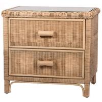 Pacific Lifestyle Maui Natural Wash Rattan 2 Drawer Unit with Glass