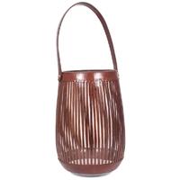 Pacific Lifestyle Tan Leather and Glass U-Shaped Lantern