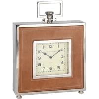Pacific Lifestyle Metal and Leather Square Table Clock