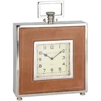 pacific lifestyle metal and leather square table clock