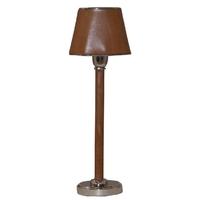 Pacific Lifestyle Tan Leather and Metal Oval Table Lamp Complete
