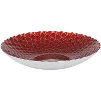 Pacific Lifestyle Red and Coffee Peacock Round Bowl Small (Set of 4)