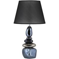 pacific lifestyle petrol ceramic pabble table lamp with shade 686 k