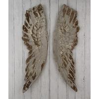 Pacific Lifestyle Antique Grey Poly Resin Angel Wings Wall Art