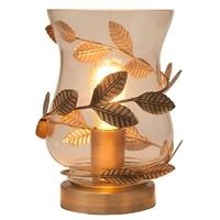 Pacific Lifestyle Antique Brass Leaf and Clear Glass Hurricane