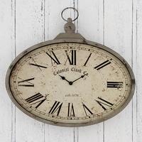 Pacific Lifestyle Antique Cream Metal and Glass Oval Clock
