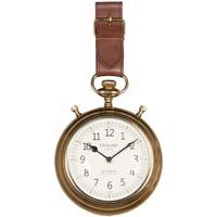 Pacific Lifestyle Brown Leather and Antique Brass Watch Strap Wall Clock