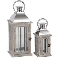 Pacific Lifestyle S2 Natural Wood and Metal Lanterns