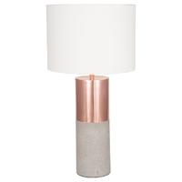 pacific lifestyle metal and concrete lamp with handloom white shade