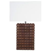 Pacific Lifestyle Etched Wood Table Lamp with White Handloom Shade