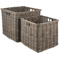 Pacific Lifestyle Grey Kubu Large Square Basket (Set of 2)