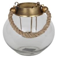 Pacific Lifestyle Round Glass Lantern with Rope Handle
