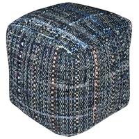 pacific lifestyle harris blue recycled cotton pouffe