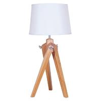 Pacific Lifestyle Natural Wood Tripod Lamp with Slubby Linen Shade