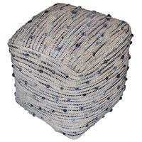 Pacific Lifestyle Berries - Natural and Blue Wool and Jute Pouffe