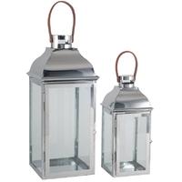 pacific lifestyle silver metal and glass lanterns set of 2