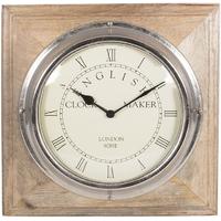 Pacific Lifestyle Nickel and Mango Wood Square Wall Clock