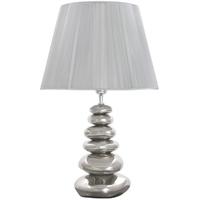Pacific Lifestyle Silver Ceramic Pebble Table Lamp with Shade