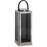 pacific lifestyle large shiny nickel stainless steel square lantern