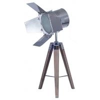 pacific lifestyle wooden tripod lamp with chrome film light shade