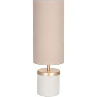 Pacific Lifestyle Short Marble Table Lamp with Taupe Handloom Shade