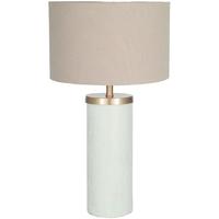Pacific Lifestyle Tall Marble Table Lamp with Taupe Handloom Shade