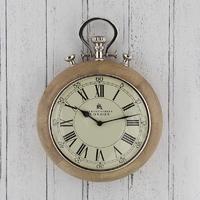 Pacific Lifestyle Nickel and Wood Stopwatch Wall Clock