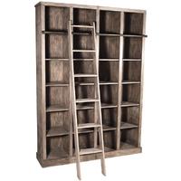 Pacific Lifestyle Clarence Weathered Vintage Mango Wood Bookcase with Ladder