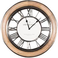 Pacific Lifestyle Polished Nickel and Mango Wood Round Wall Clock