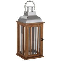 pacific lifestyle brown fir wood and metal lantern