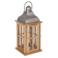 Pacific Lifestyle Natural Wood and Metal Lantern