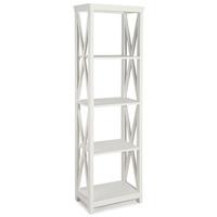 Pacific Lifestyle Brittanny Antique White Mango Wood Criss Cross 4 Shelf Unit