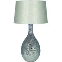 Pacific Lifestyle Silver Ceramic Dimple Tear Drop with Faux Silk Shade