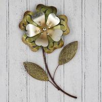 pacific lifestyle green stemmed flower metal wall art