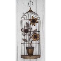 Pacific Lifestyle Planted Flower In Cage Metal Wall Art