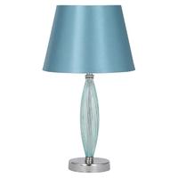Pacific Lifestyle Aqua Glass and Faux Silk Table Lamp Complete