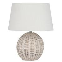 Pacific Lifestyle Rattan White Wash Table Lamp Complete