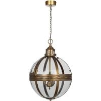 Pacific Lifestyle Antique Brass with Clear Glass Electrified Pendant