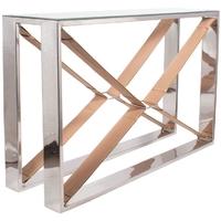 Pacific Lifestyle Astoria Tan Leather and Stainless Steel Glass Console Table